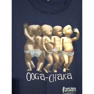 Vintage 1998 The Dancing Baby Kinetix Ooga-Chaka Graphic T-Shirt Navy
